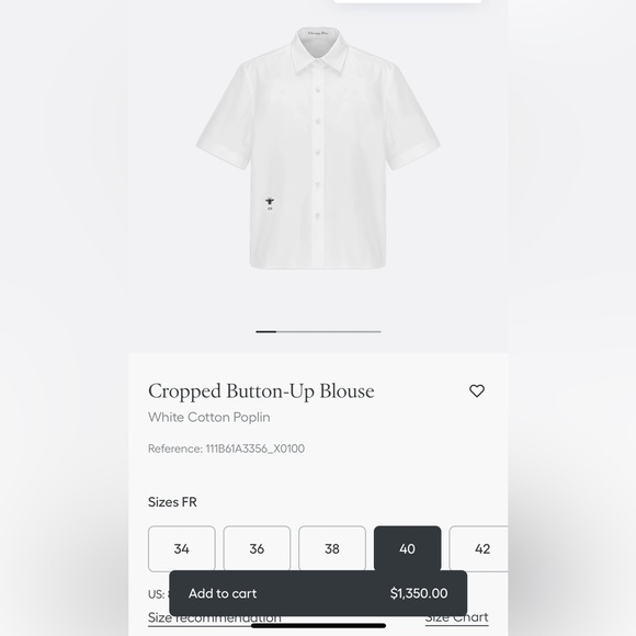 EUC Dior Elegant White Short Sleeve Button Front Shirtbsize US 8 Womens - Picture 8 of 9